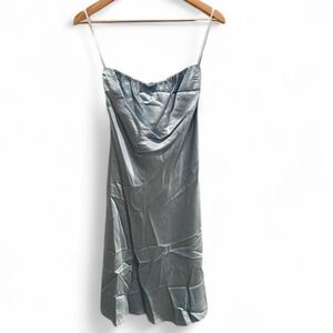 Lynn Lugo 100% Silk Blue Strapless Mini Slip Dress Size 6